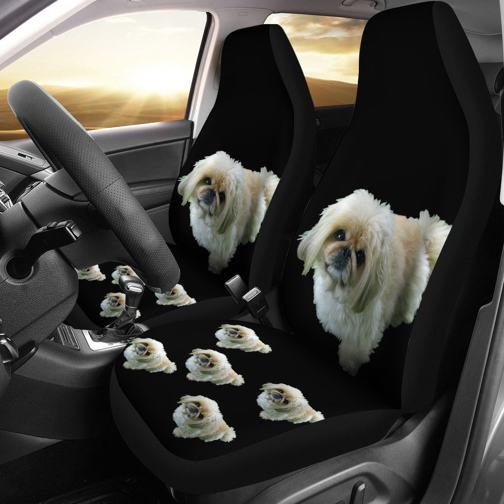 Pekingese Car Seat Covers Black (Set of 2)