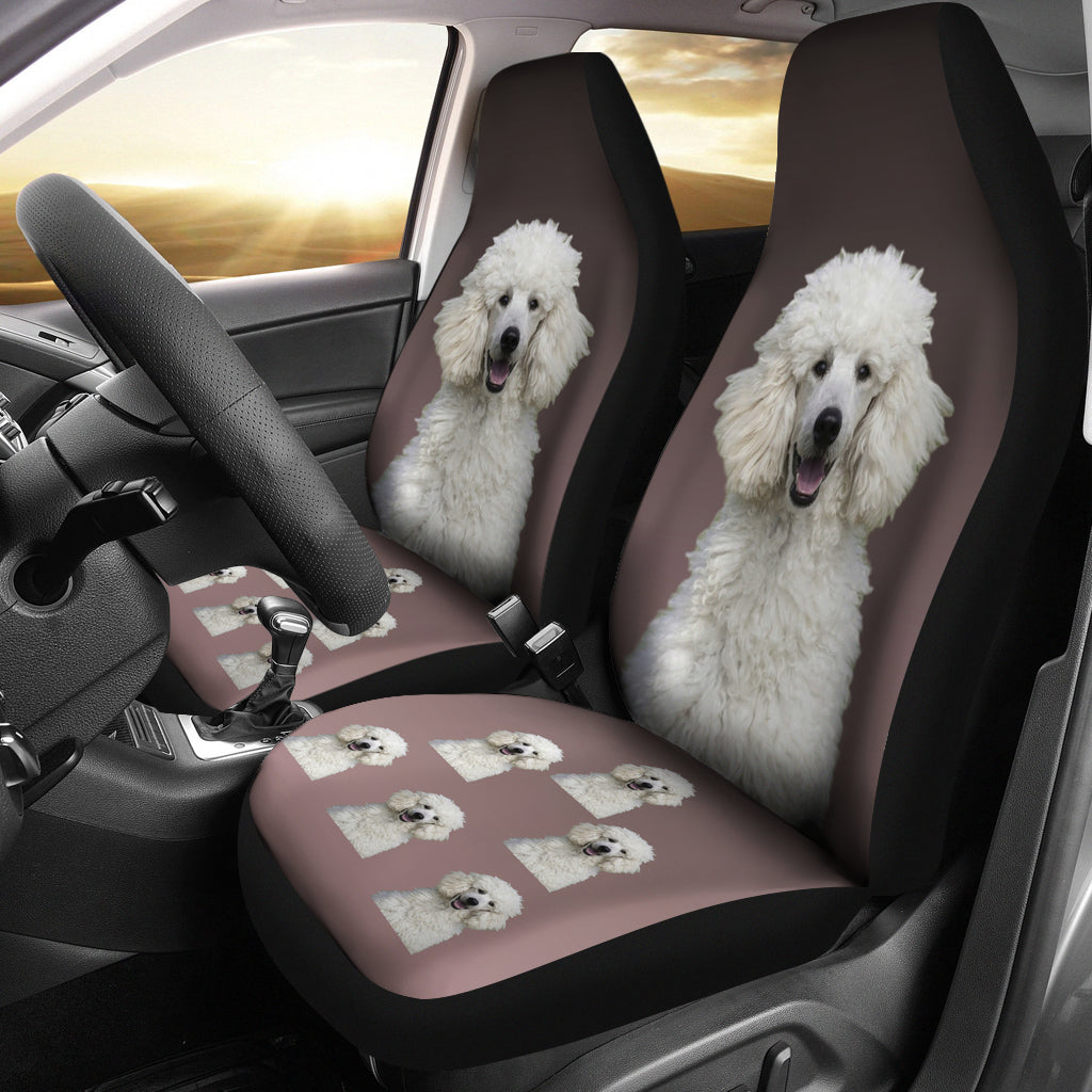 Poodle Car Seat Cover - White (Set of2)