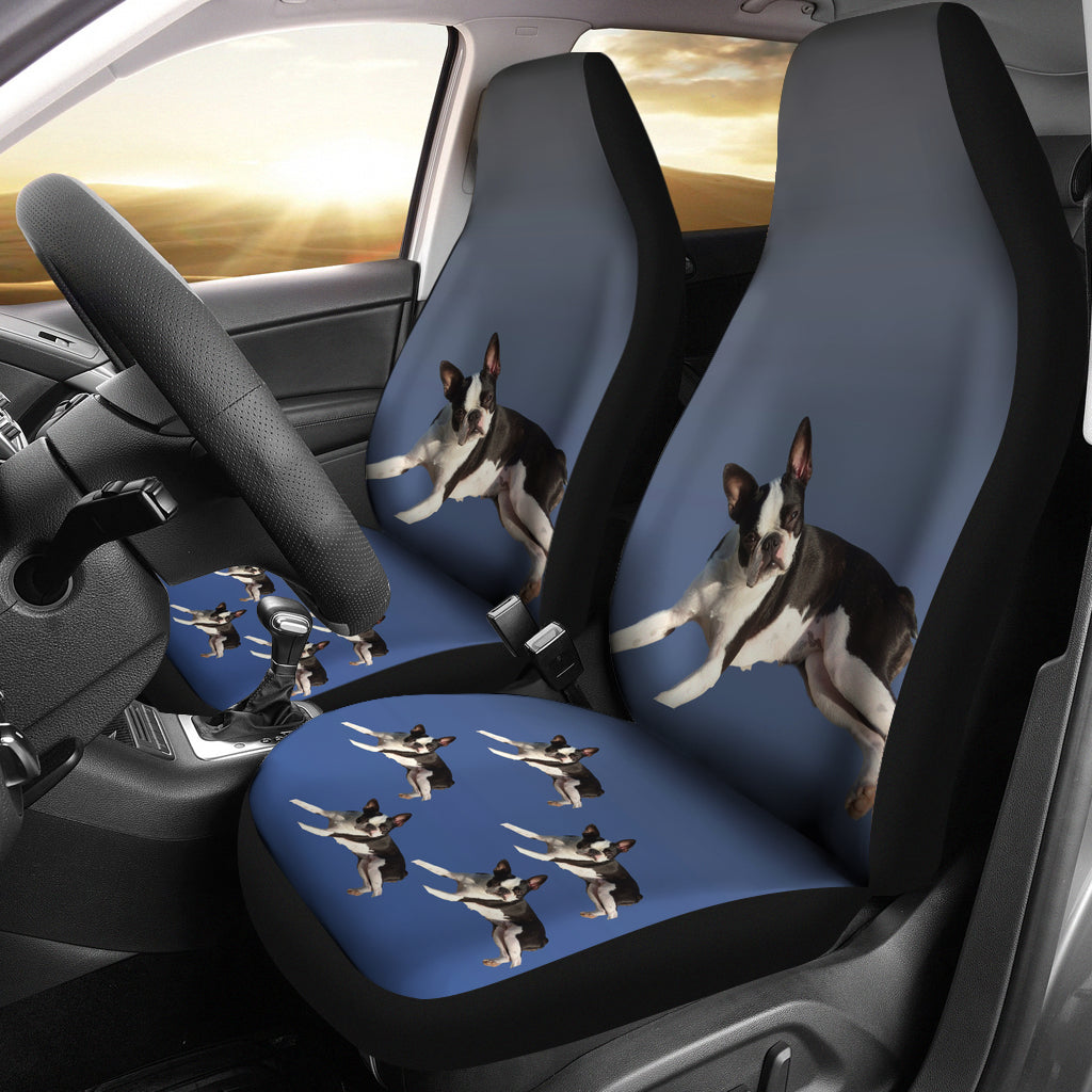 Boston Terrier Car Seat Covers (Set of 2) - Blue