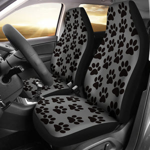 Paw Print Car Seat Covers Grey/Black - (Set of 2)