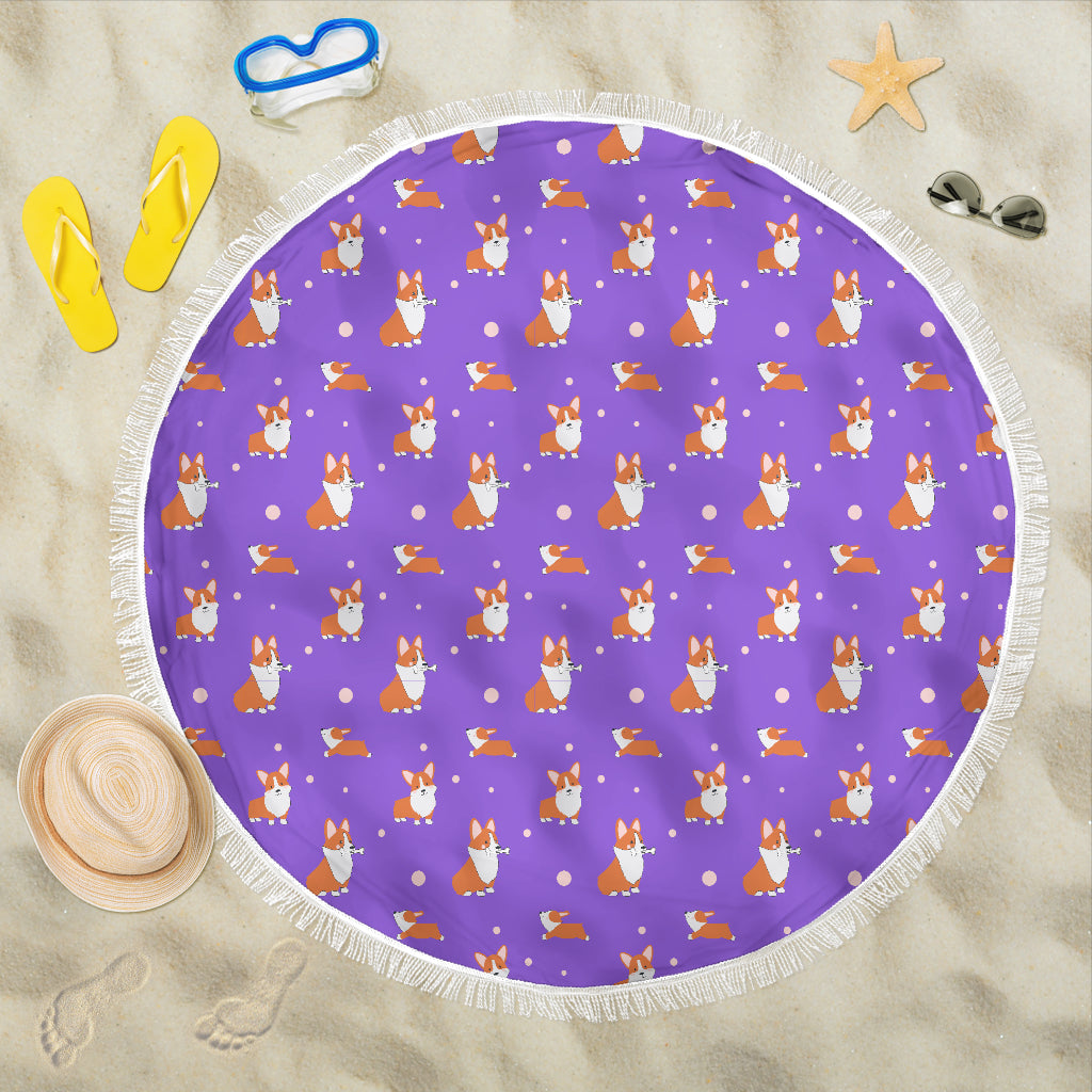 Corgi Beach Blanket - Purple