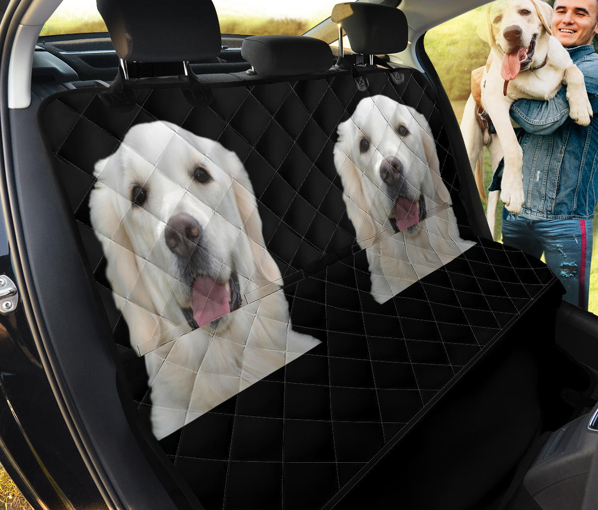 Cream Golden Retriever Pet Seat Cover - Black