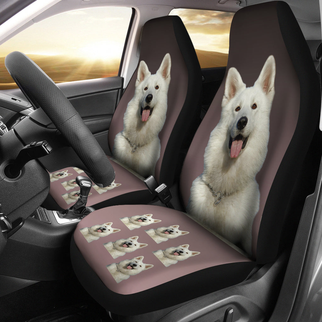 White Swiss Shepherd Car Seat Covers (Set of 2)