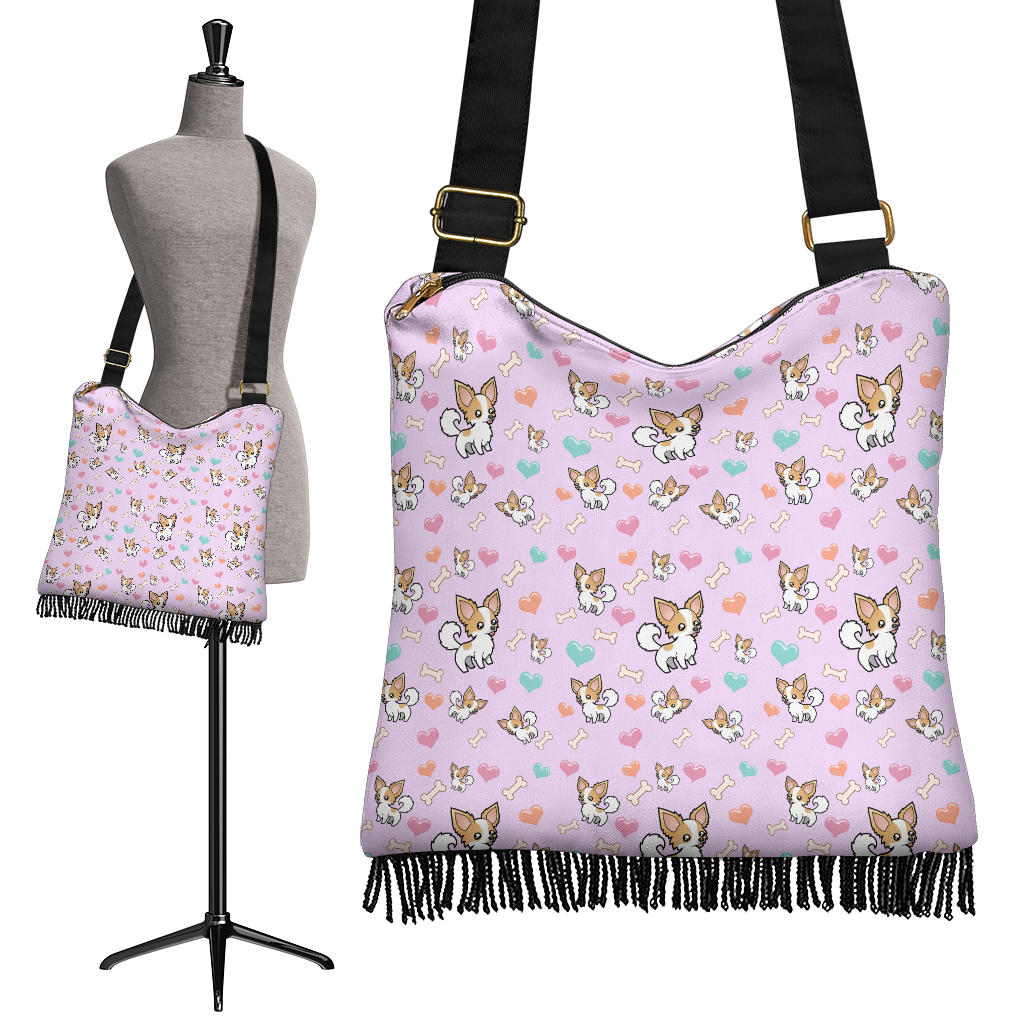 Chihuahua Crossbody Boho Bag - Pink