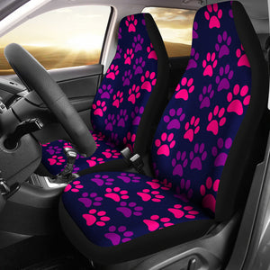 Paw Print Car Seat Cover Purple/Pink -(Set of 2)