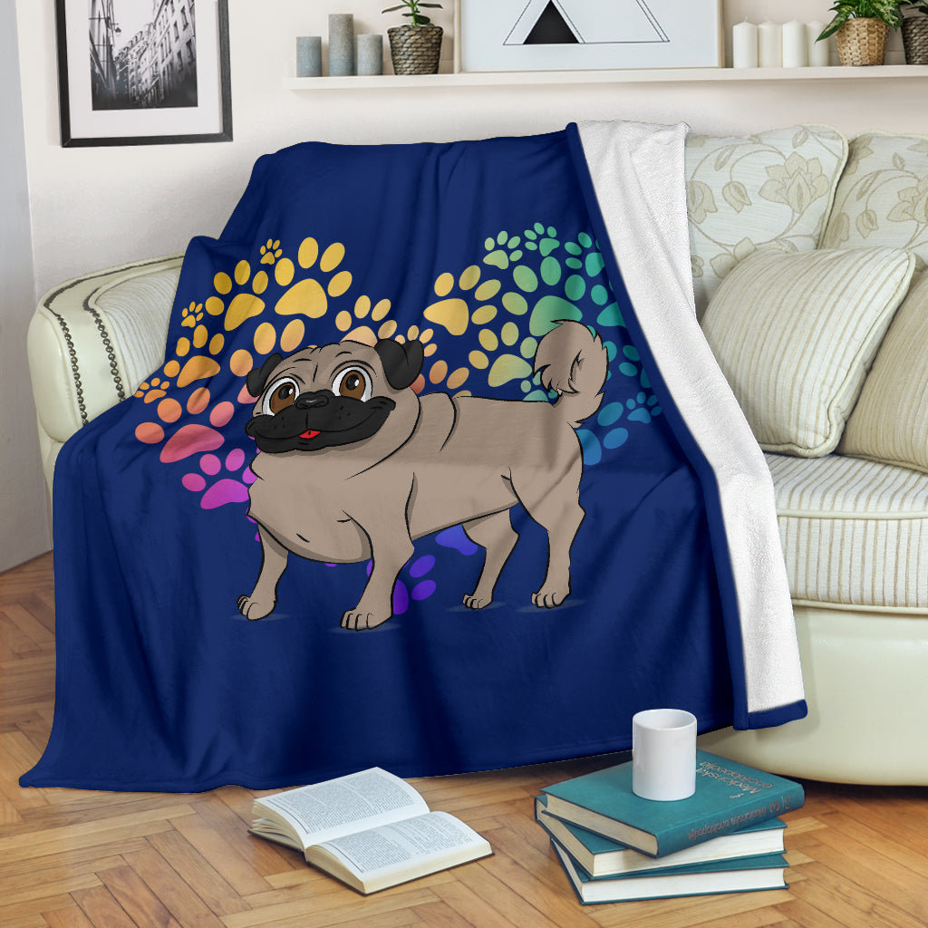 Pug Cartoon Heart Blanket