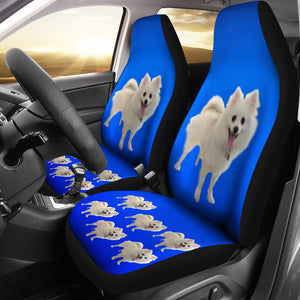 Pomeranian Car Seat Covers - White (Set of 2)