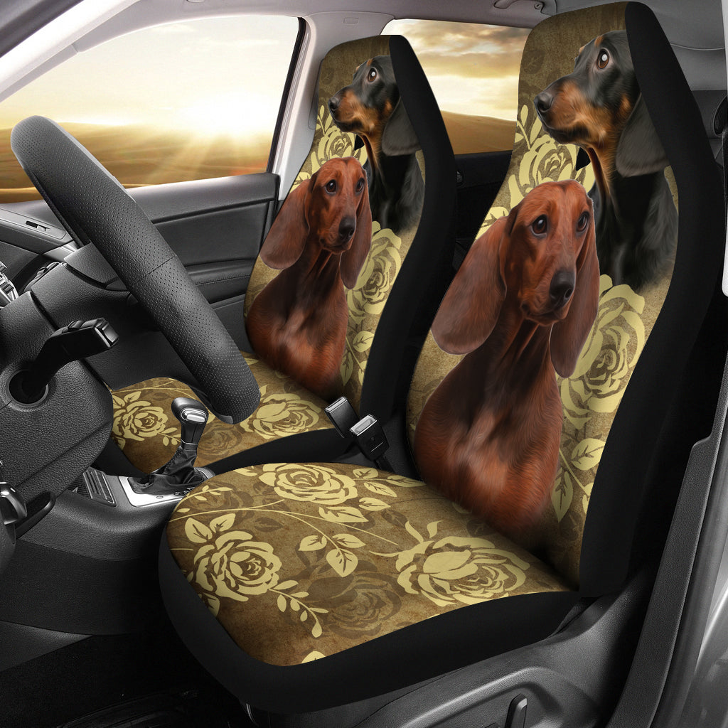 Dachshund Car Seat Covers -Tan &amp; Black (Set of 2)