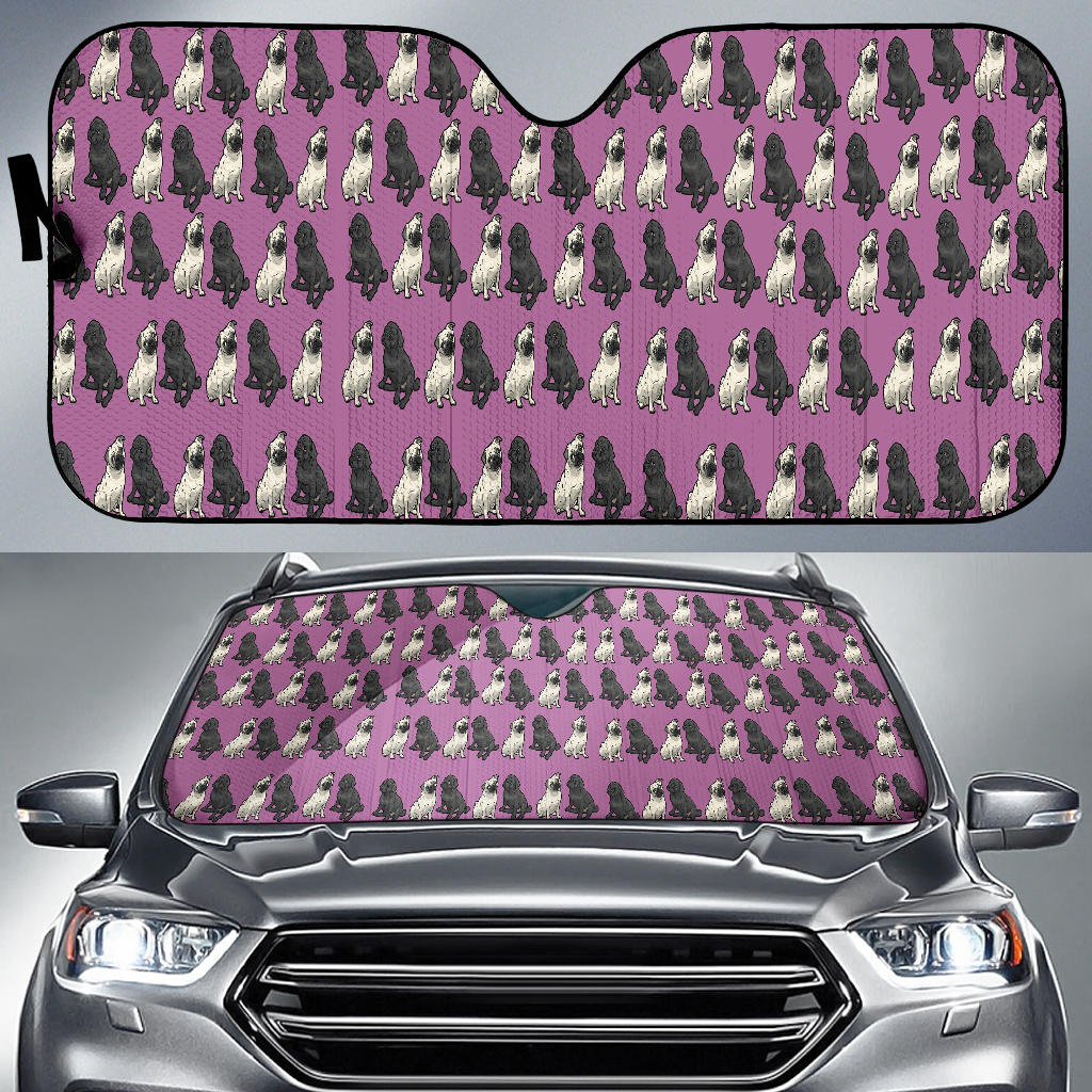 Pug Car Sun Shade _ Black &amp; Tan Pugs