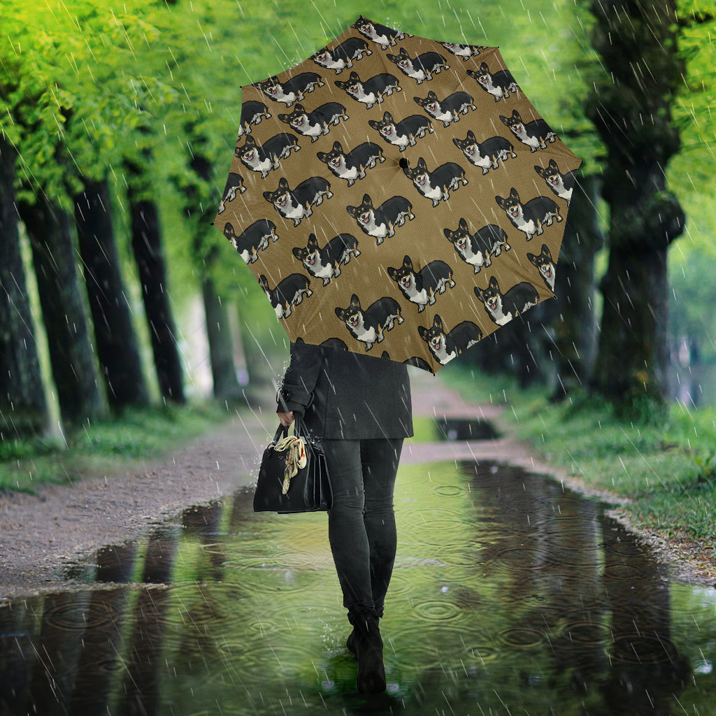 Corgi Umbrella - Black & Tan Semi Automatic