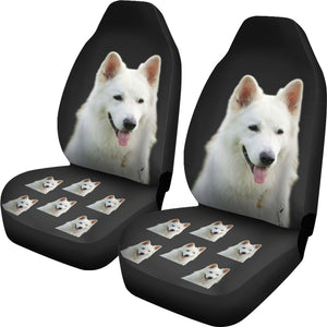 White Swiss Shepherd Car Seat Covers Black (Set of 2)