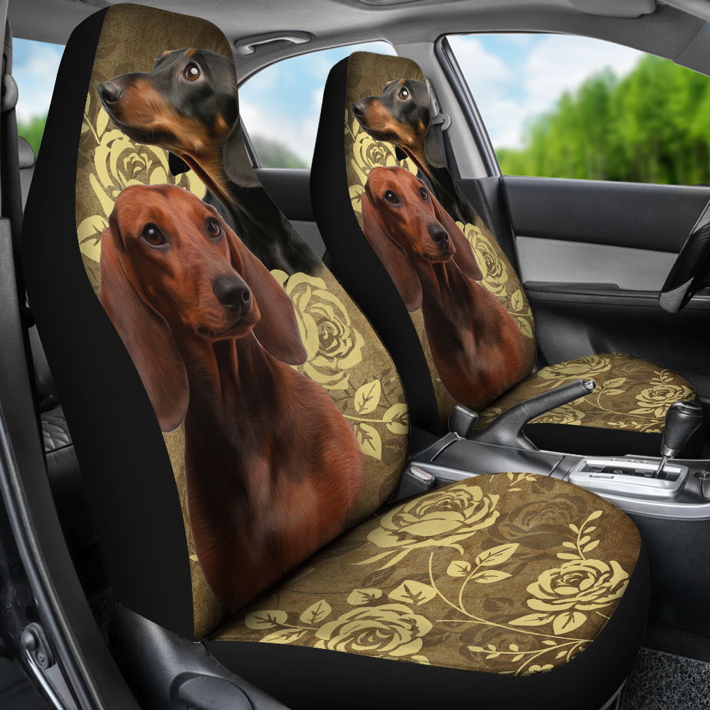 Dachshund Car Seat Covers -Tan & Black (Set of 2)