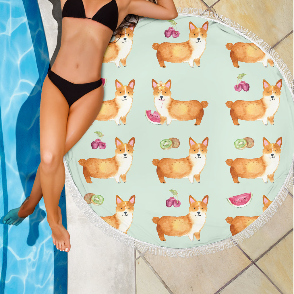 Corgi Fruit Beach Blanket