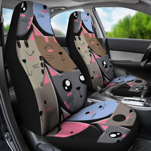 Cute Cat Faces Car Seat Covers - Set of 2