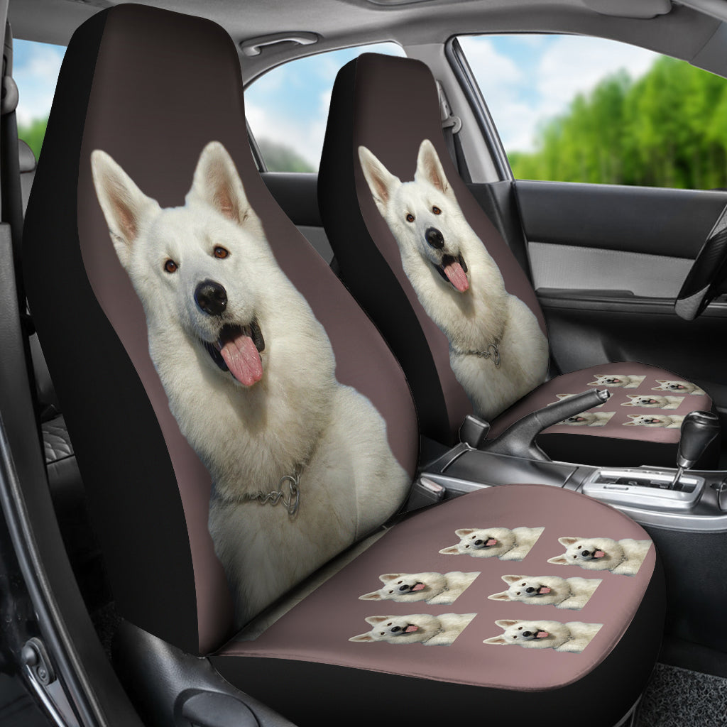 White Swiss Shepherd Car Seat Covers (Set of 2)