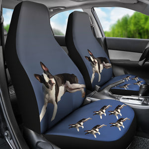 Boston Terrier Car Seat Covers (Set of 2) - Blue