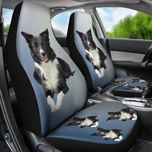 Border Collie Car Seat Cover Blue (set of 2)