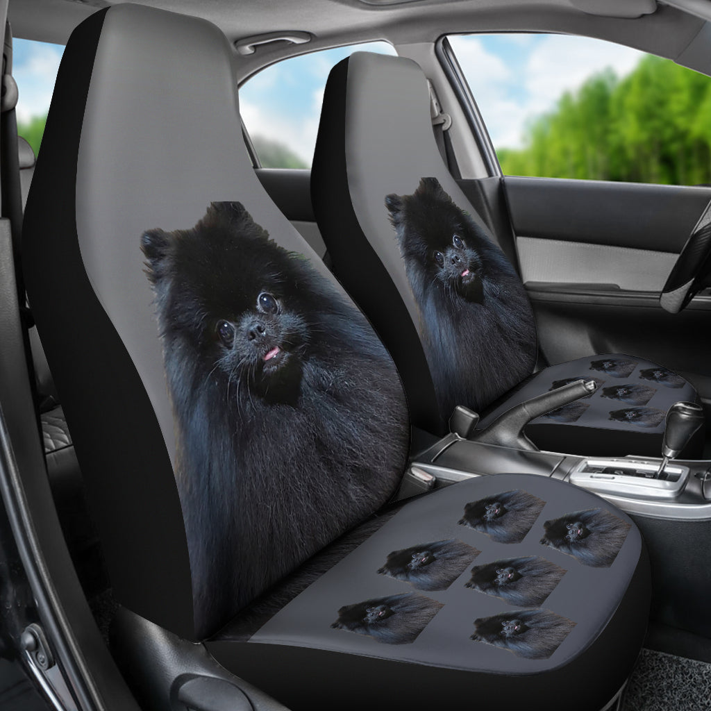 Pomeranian Car Seat Covers (Set of 2) - Black