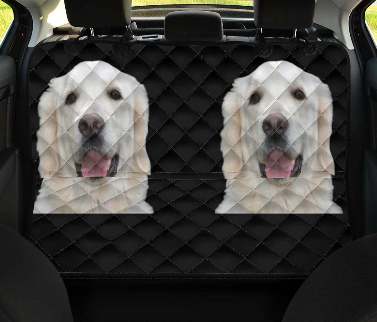 Cream Golden Retriever Pet Seat Cover - Black