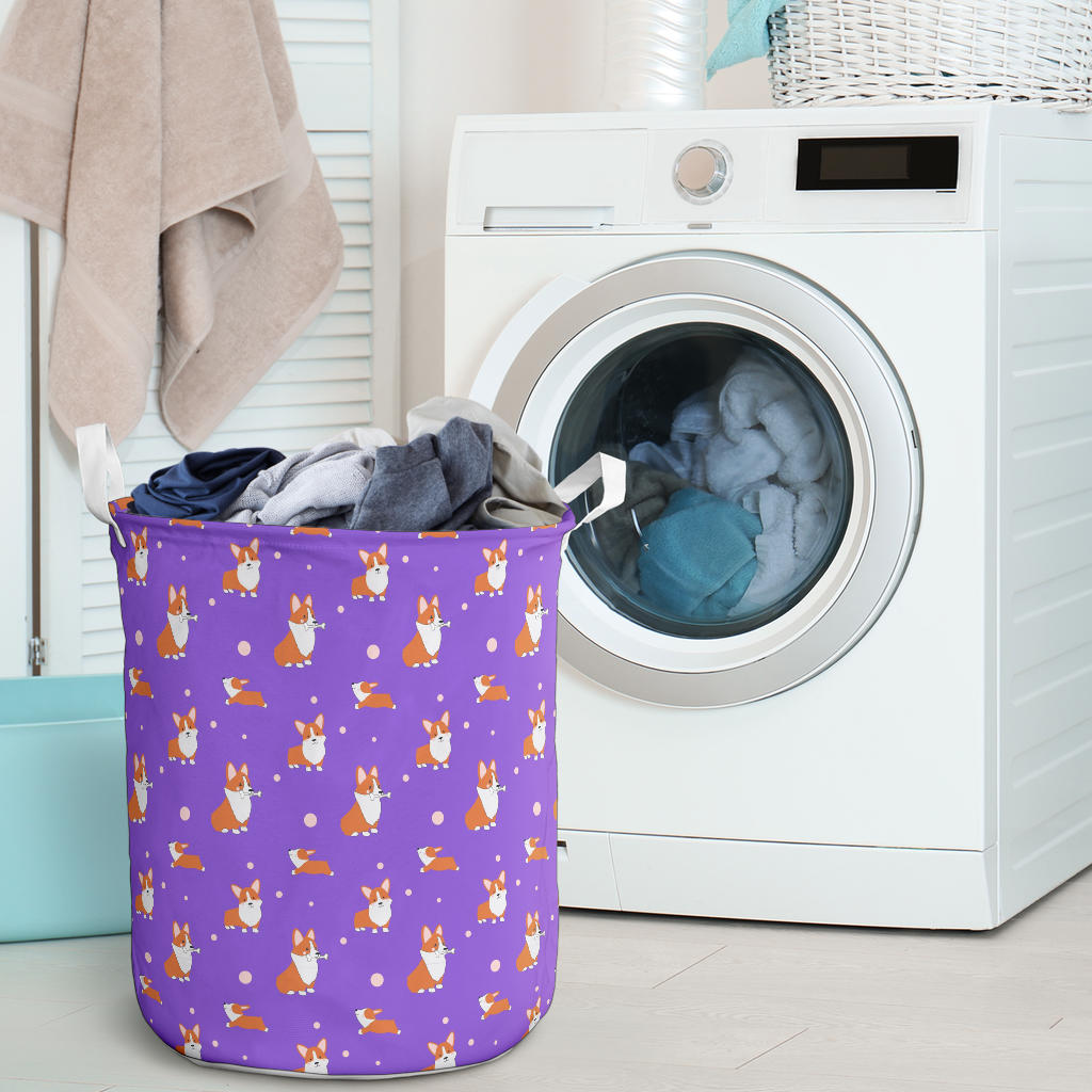 Corgi Laundry Basket - Purple