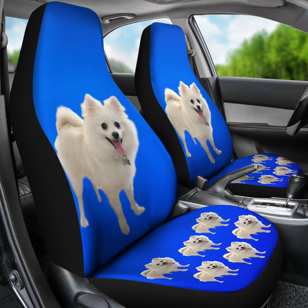 Pomeranian Car Seat Covers - White (Set of 2)