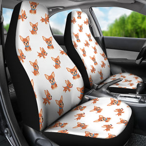 Chihuahua Cartoon White Car Seat Cover (Set of 2)