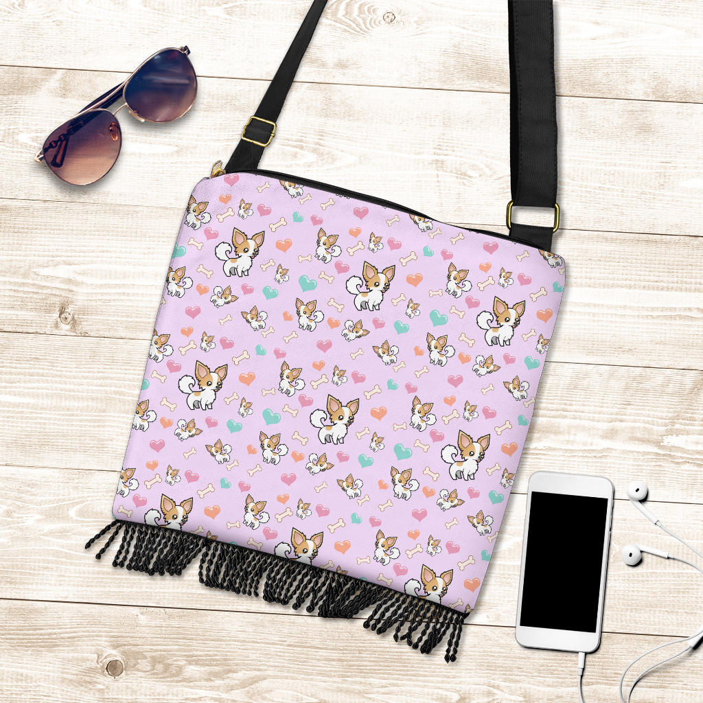 Chihuahua Crossbody Boho Bag - Pink