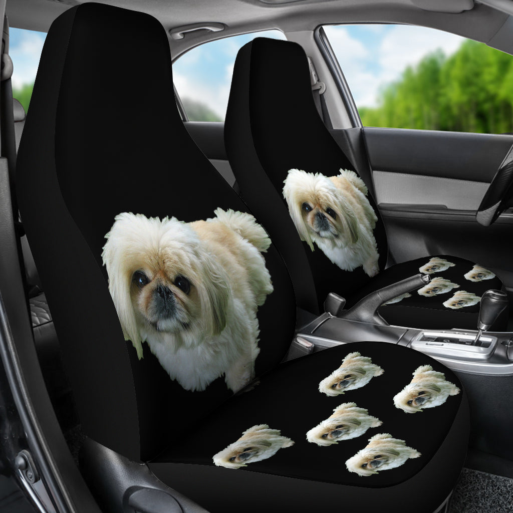 Pekingese Car Seat Covers Black (Set of 2)