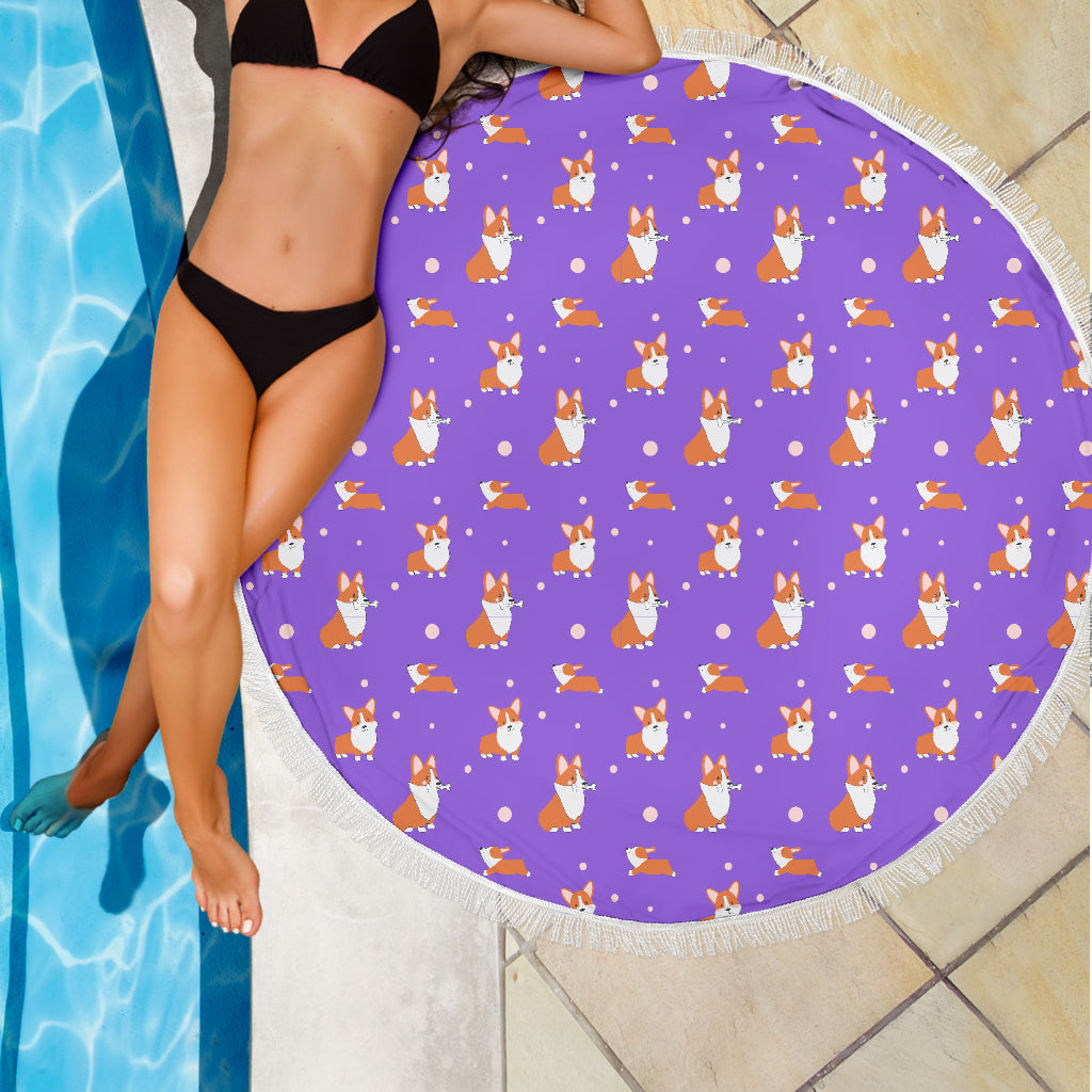 Corgi Beach Blanket - Purple