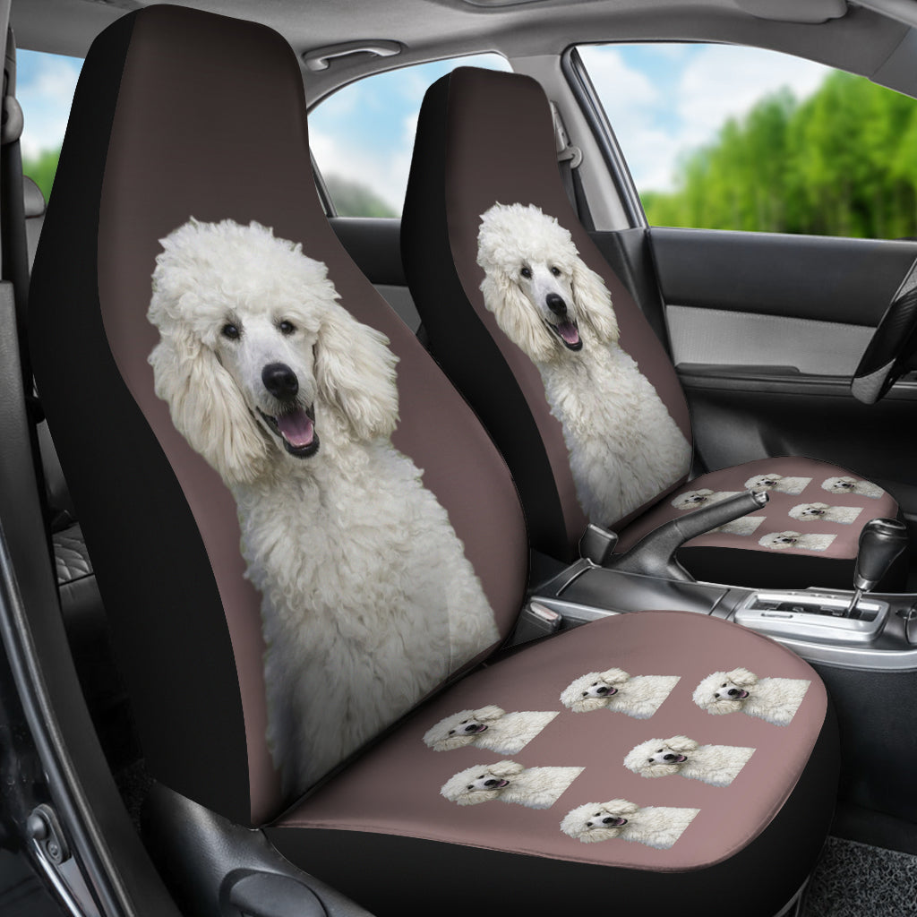 Poodle Car Seat Cover - White (Set of2)