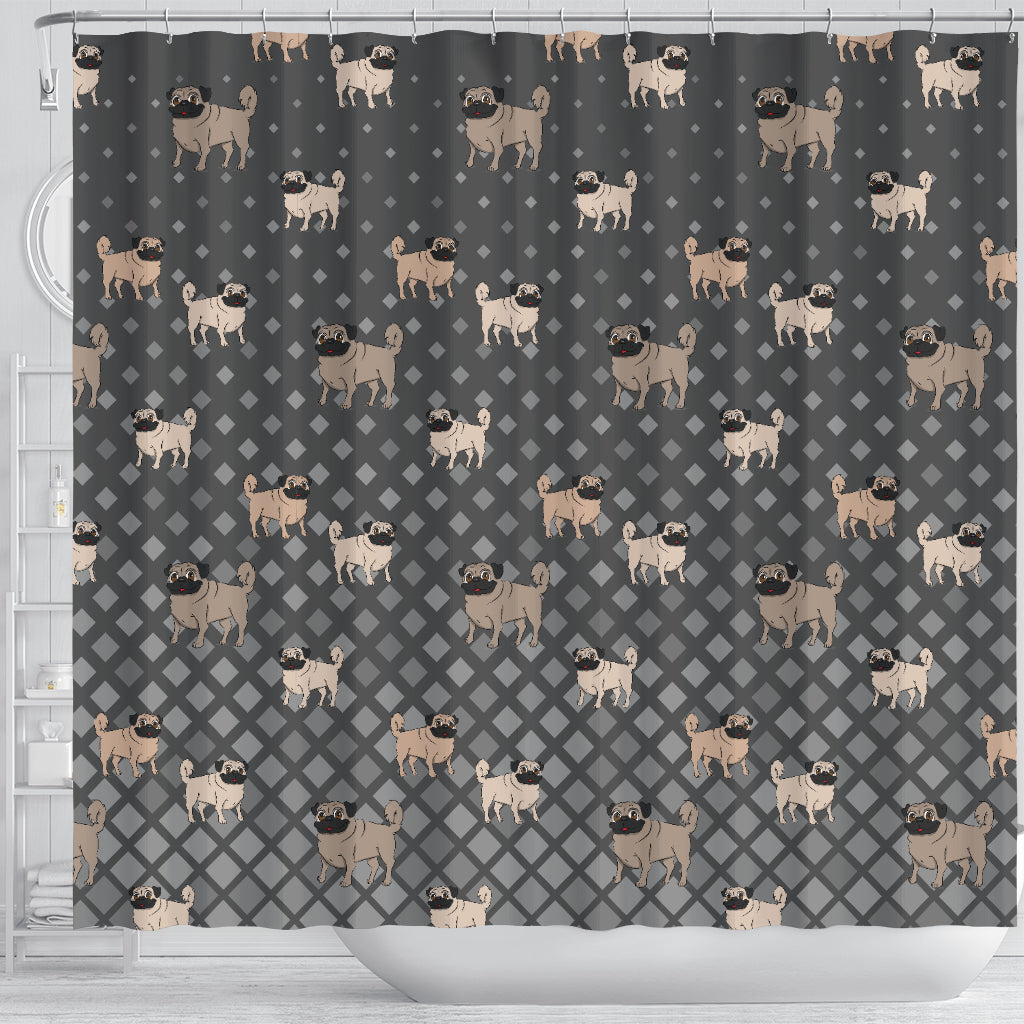 Pug shower Curtain