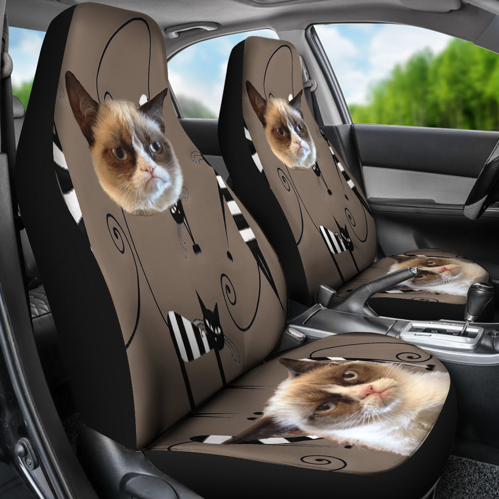 2 Pcs Car Seat Covers Front Seat Cover Cat Easy Installation Front