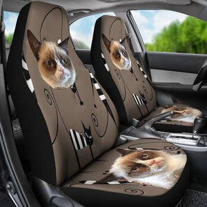 Funny Cat Face Car Seat Cover - Set of 2