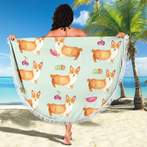 Corgi Fruit Beach Blanket