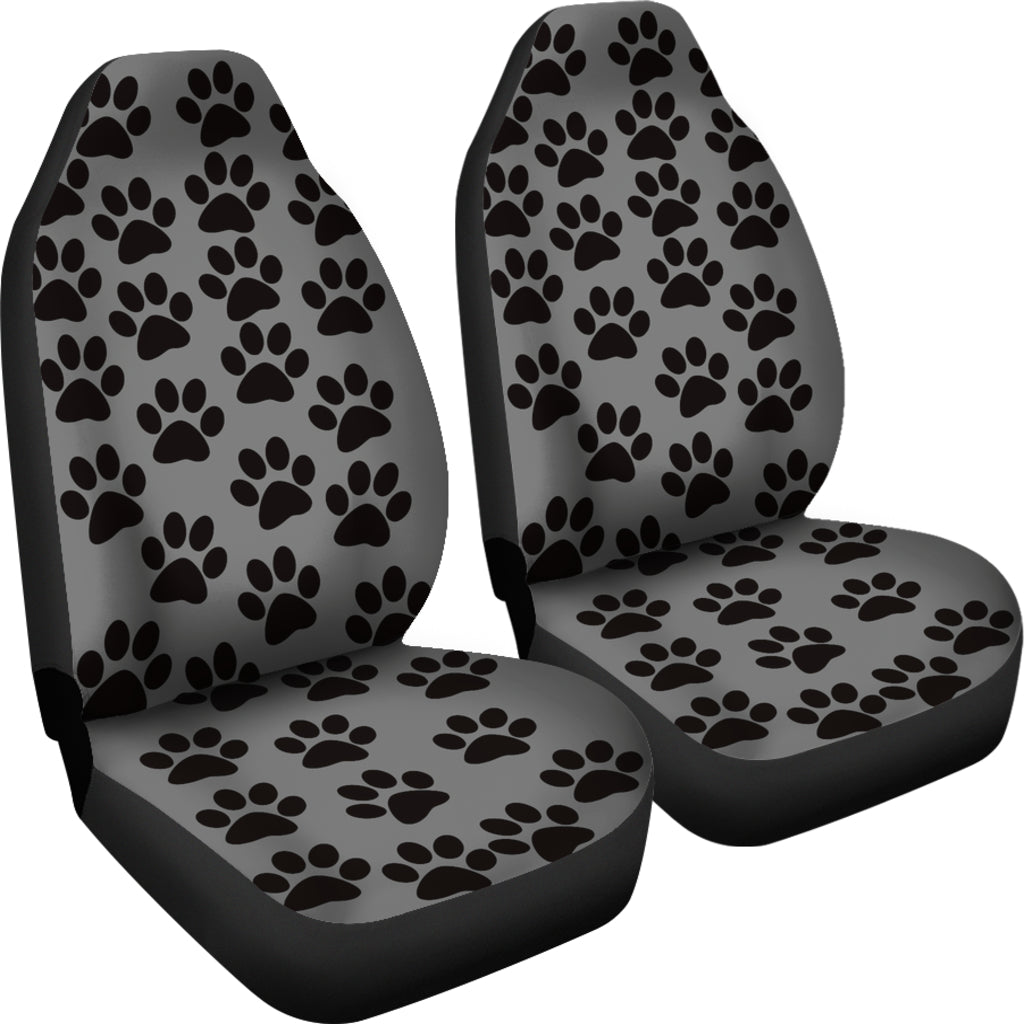 Paw Print Car Seat Covers Grey/Black - (Set of 2)