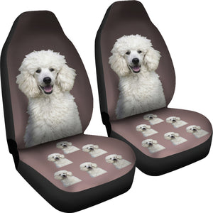 Poodle Car Seat Cover - White (Set of2)