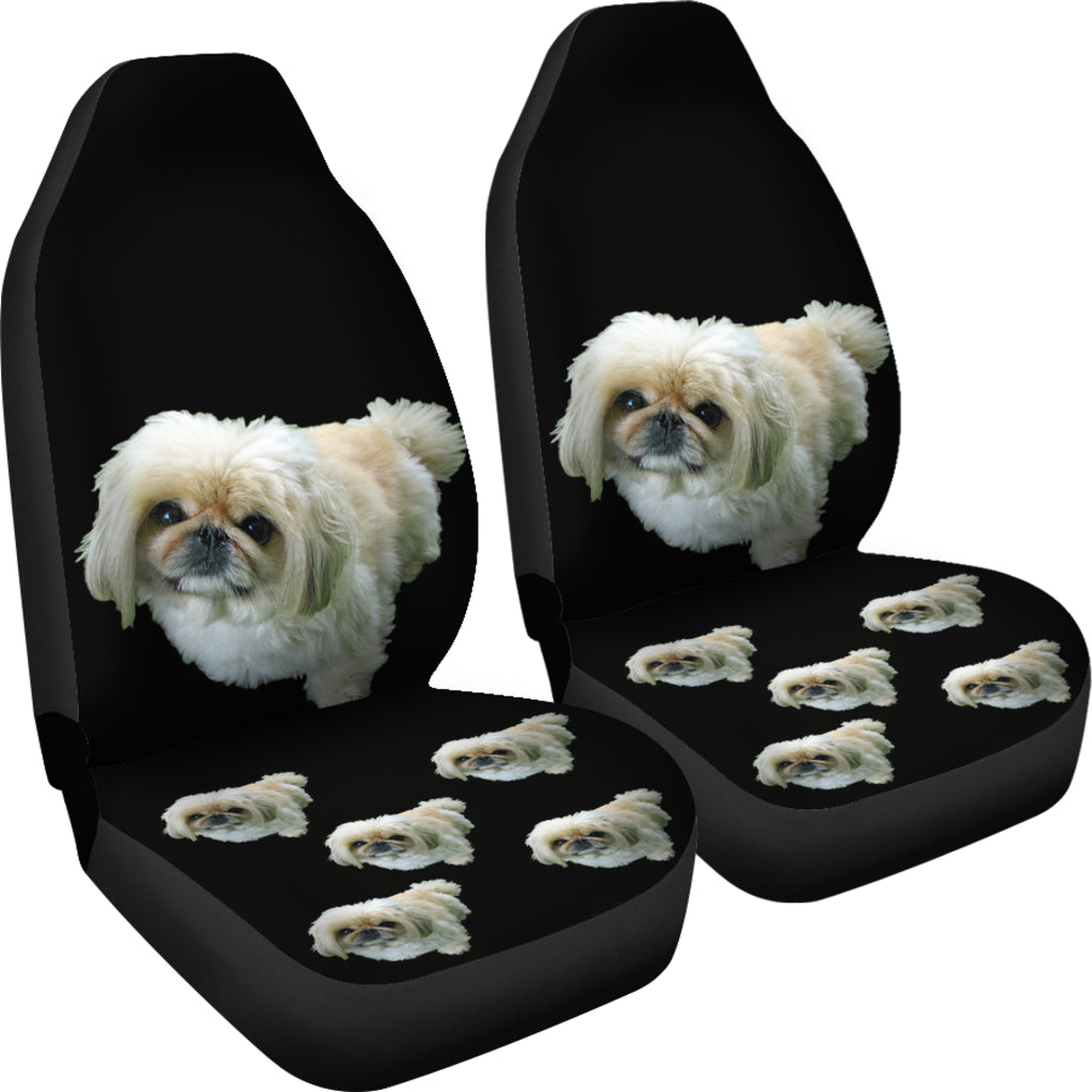 Pekingese Car Seat Covers Black (Set of 2)