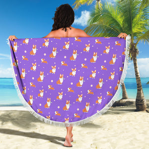 Corgi Beach Blanket - Purple