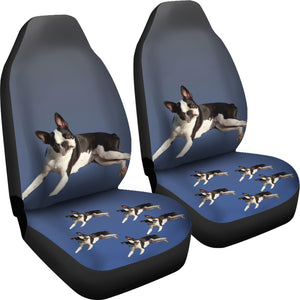Boston Terrier Car Seat Covers (Set of 2) - Blue