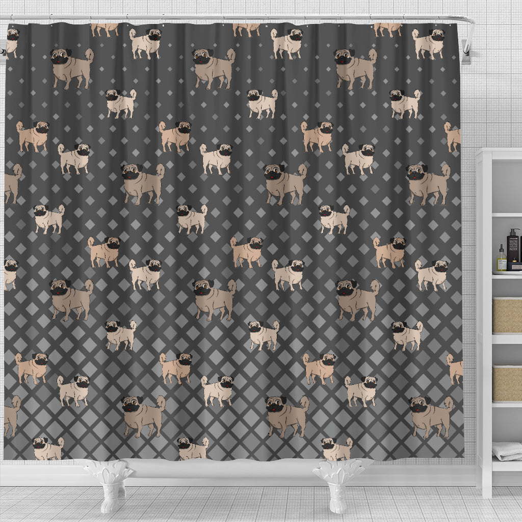 Pug shower Curtain