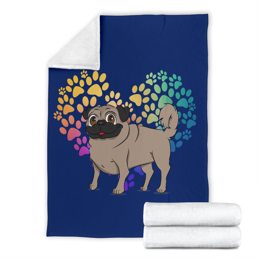 Pug Cartoon Heart Blanket