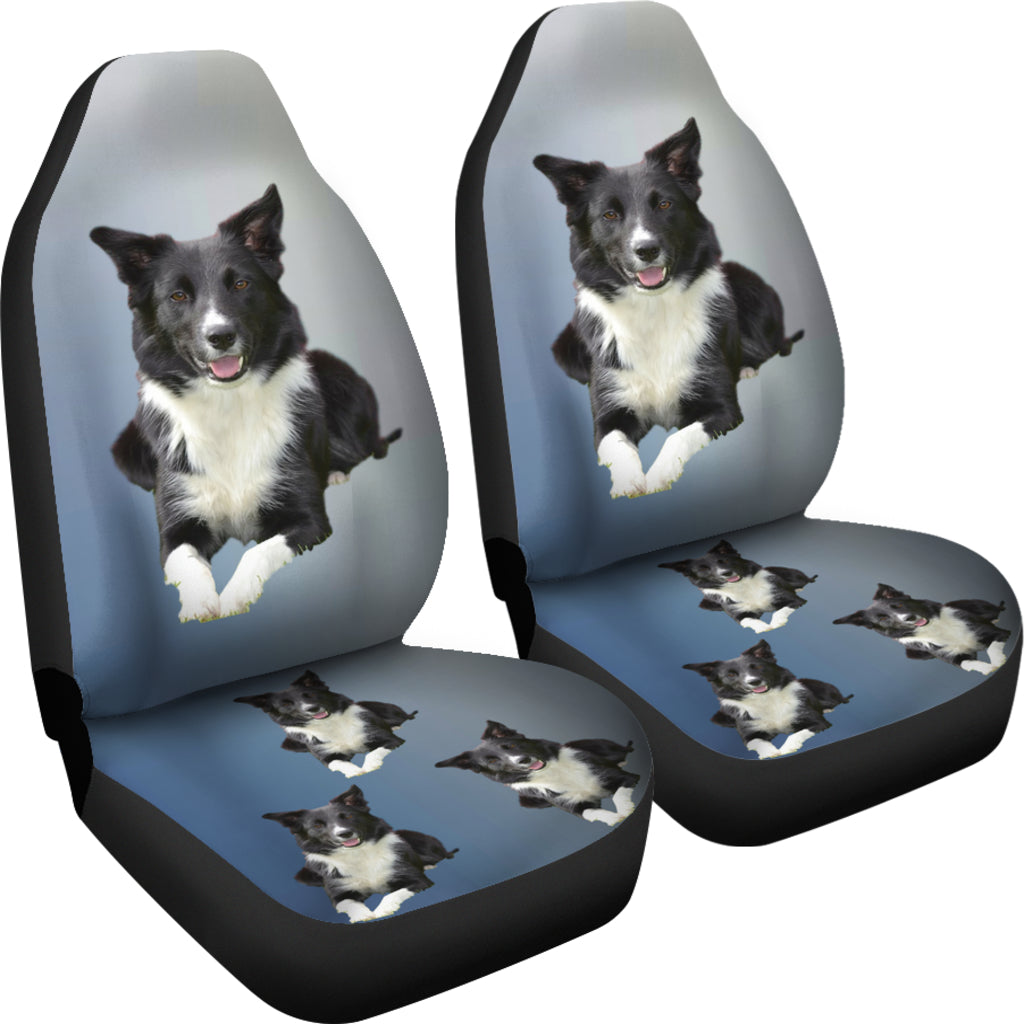 Border Collie Car Seat Cover Blue (set of 2)