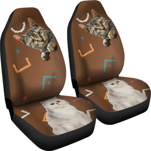 Tiger and White Cat Car Seat Cover - Set of 2
