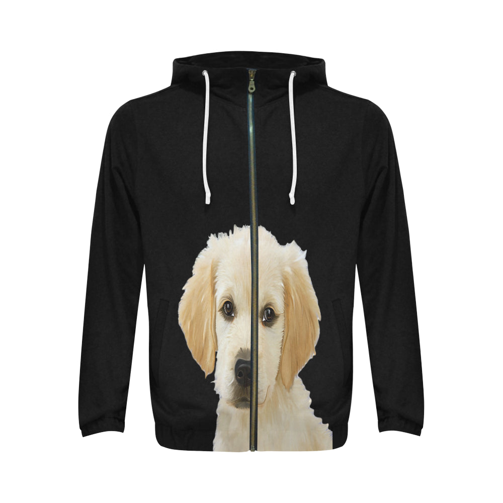 Golden Retriever Hooded Zip Up Sweatshirt