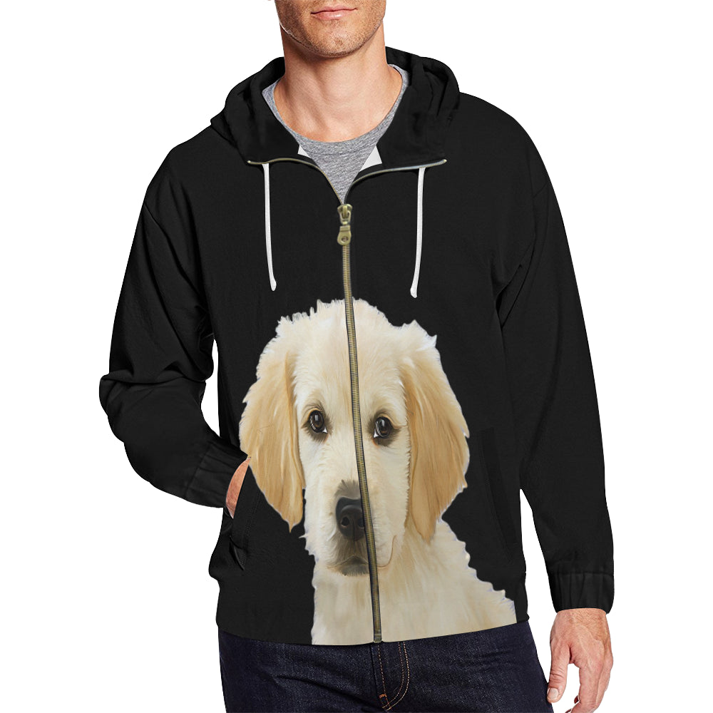 Golden Retriever Hooded Zip Up Sweatshirt