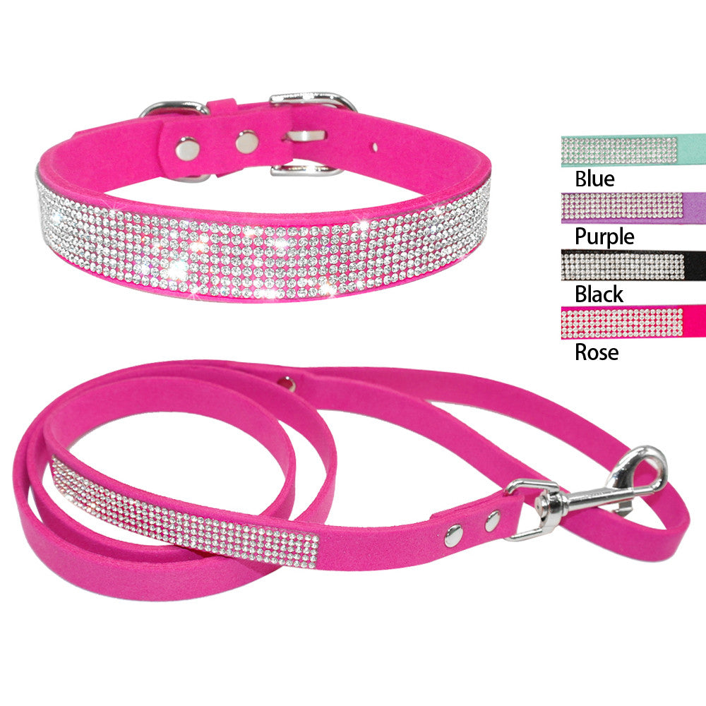 Bling Rhinestone collar & Leash Set For Small & Medium Dogs