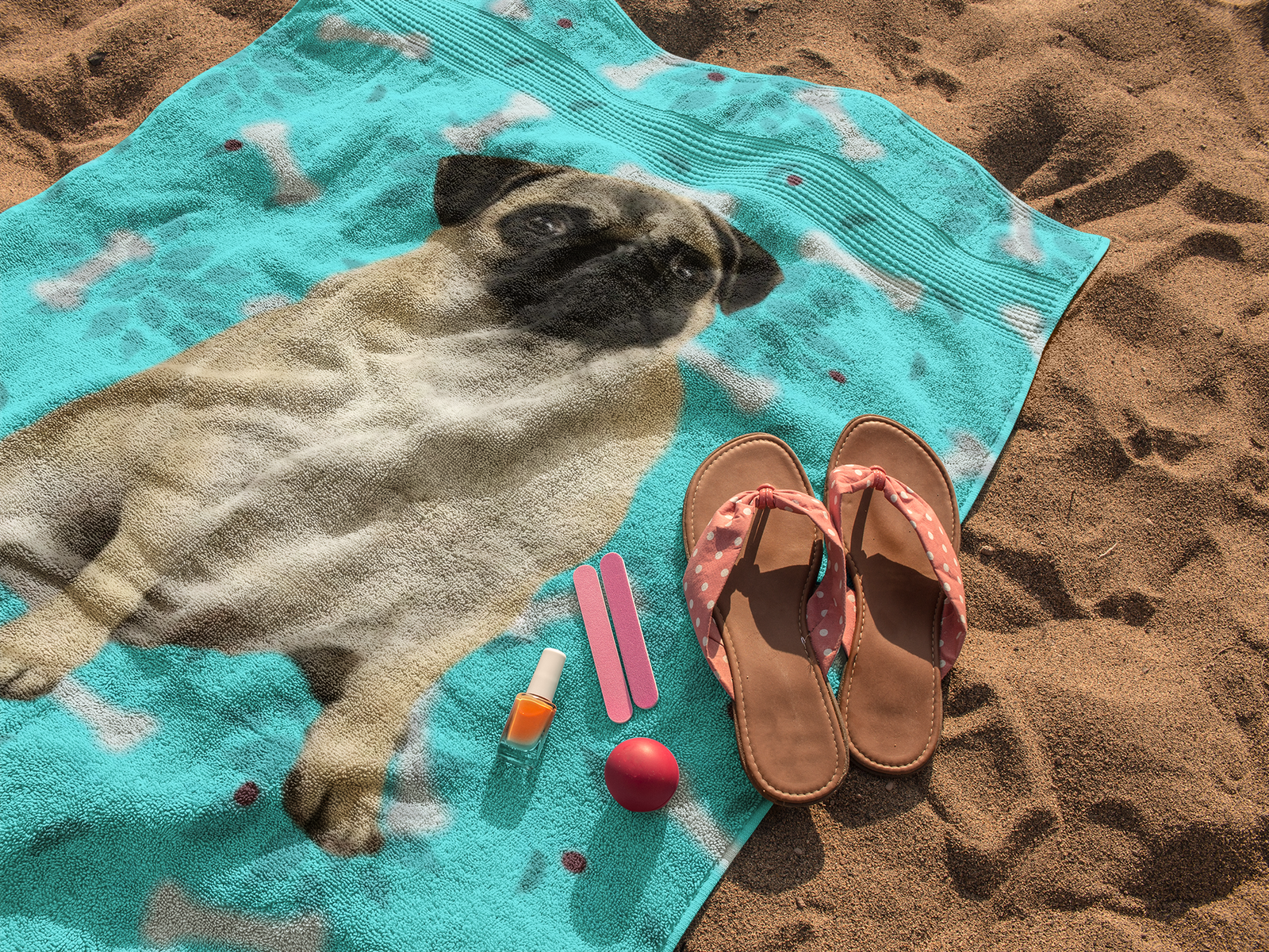 Pug Beach Towel