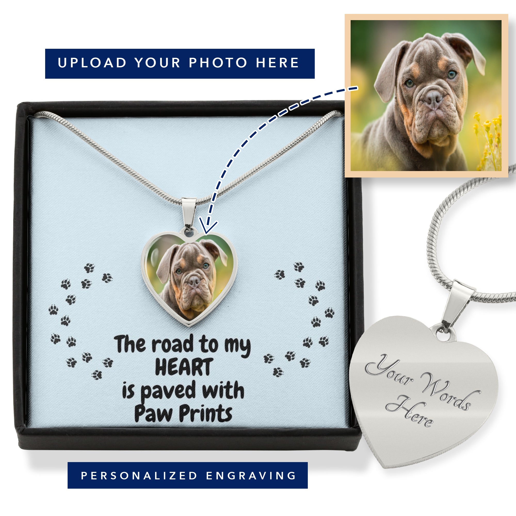 Personalized Road To My Heart Necklace - Blue