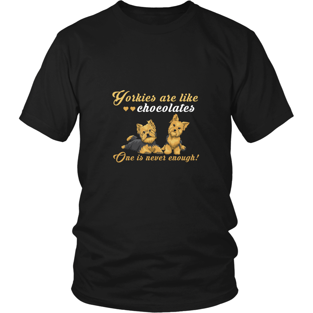 Yorkies are like Chocolates Black T-Shirt/Tank for Women