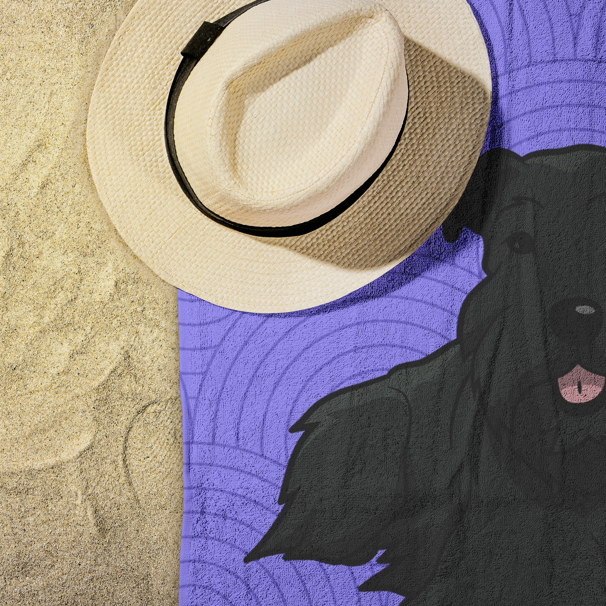 Schnauzer Beach Towel - Black